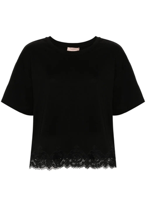 TWINSET lace-trim T-shirt - Black