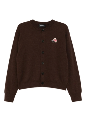 We11done bear-embroidered cardigan - Brown