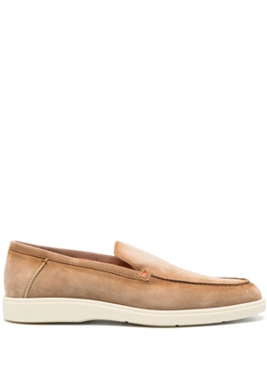 Santoni almond-toe suede loafers - Neutrals