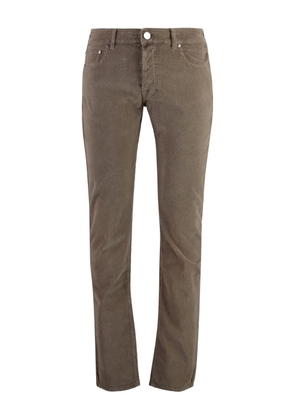 Moorer logo-patch corduroy straight-leg trousers - Brown