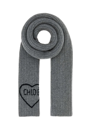 Chloé The Chloé Encoeur heart-detail scarf - Grey