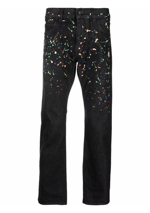 COUNTY OF MILAN paint-splatter straight-leg jeans - Black