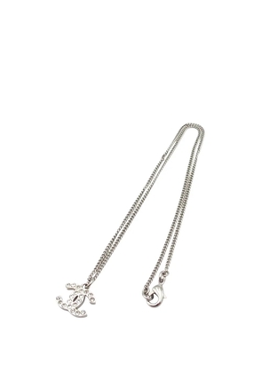CHANEL Pre-Owned 2013 Silver Plated CC Rhinestone Pendant Necklace costume necklace