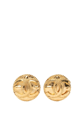 CHANEL Pre-Owned 1997 Gold Plated CC Round Clip on Earrings costume earrings