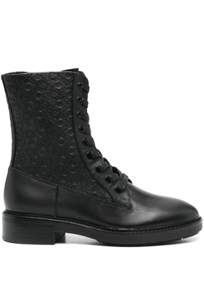 Calvin Klein leather logo boots - Black