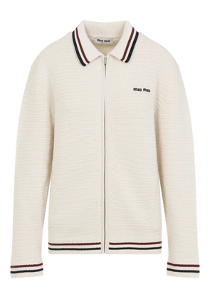Miu Miu zip-up knitted cardigan - Neutrals