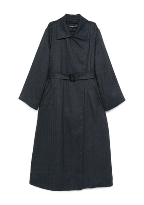 Emporio Armani striped belted double-breasted coat - Blue
