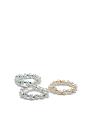 Hermina Athens pearl-detail 3-pack ring - White