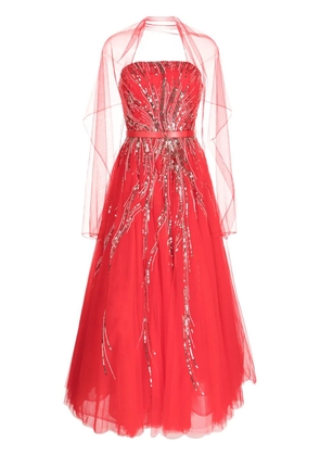 Saiid Kobeisy bead-embellished strapless dress - Red