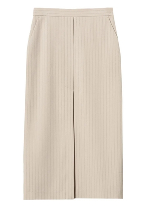 TWINSET front-slit pinstripe midi skirt - Neutrals