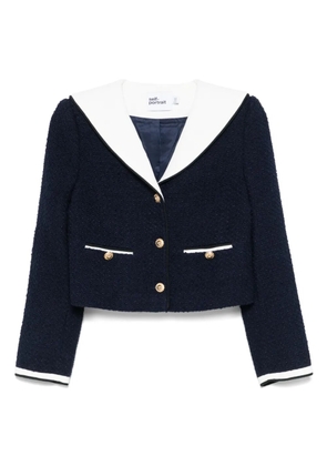 Self-Portrait bouclé cropped jacket - Blue