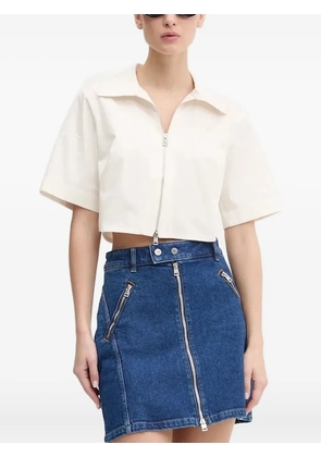HUGO zip-front cropped shirt - Neutrals