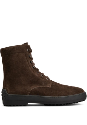 Tod's suede combat boots - Brown