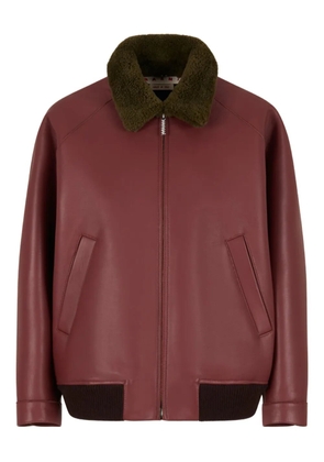 Marni collar-detail leather bomber jacket - Brown