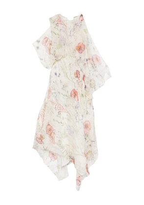 Alexander McQueen floral-print midi dress - Neutrals