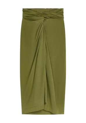 DRIES VAN NOTEN knotted jersey midi skirt - Green