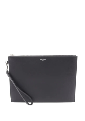 Saint Laurent Pre-Owned leather zip clutch bag - Black