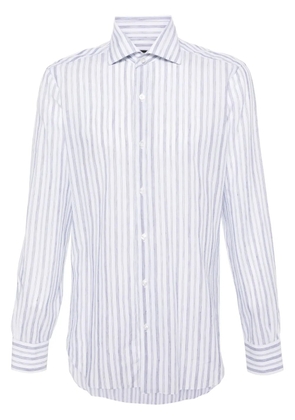 Barba halo-stripe semi-sheer shirt - White