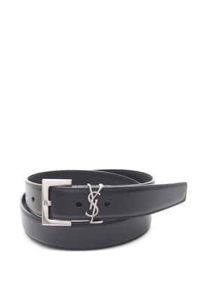 Saint Laurent Pre-Owned 2020S Cassandre logo buckle belt - Black