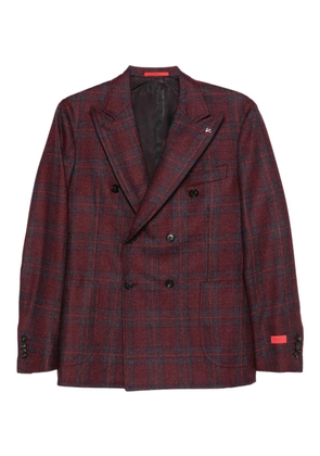 Isaia double-breasted checked blazer - Red