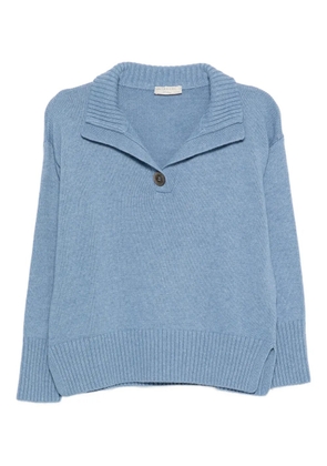 Intrecci button ribbed polo top - Blue