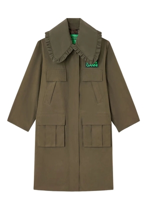 GANNI x Barbour ruffled-detail coat - Green