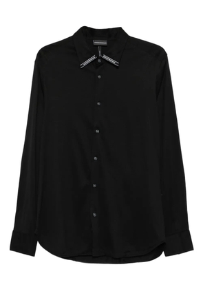 Emporio Armani logo-plaque long-sleeve shirt - Black