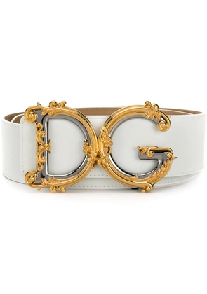 Dolce & Gabbana DG Baroque leather belt - White