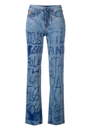 Walter Van Beirendonck Pre-Owned ink writing jeans - Blue
