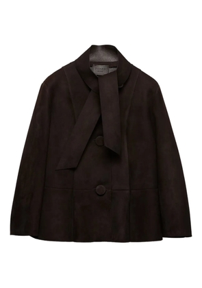 Prada button-fastening suede jacket - Brown