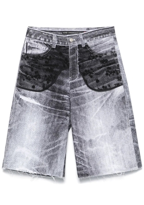 Andersson Bell lace-panels denim shorts - White