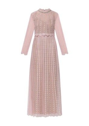 Self-Portrait open-work long-sleeve dress - Pink