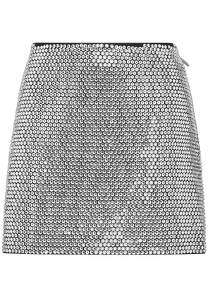 Philipp Plein crystal-embellished leather miniskirt - Black