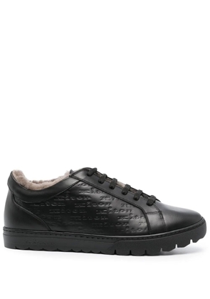Kiton logo-debossed leather sneakers - Black