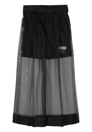 Undercover silk-overlay wide-leg trousers - Black
