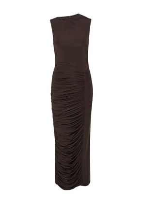 ROTATE BIRGER CHRISTENSEN ruched midi dress - Brown