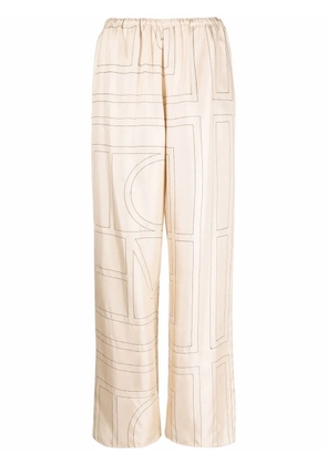 TOTEME monogram silk pyjama trousers - Neutrals