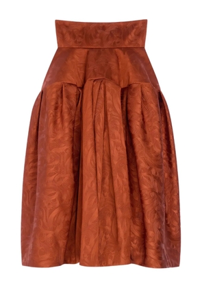 DRIES VAN NOTEN swirl-jacquard midi skirt - Red