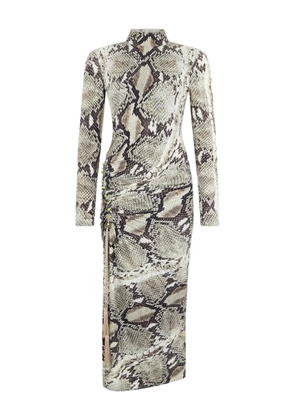 Roberto Cavalli python-print ruched midi day dress - Grey