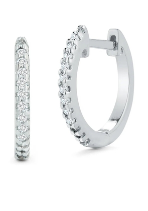 Mateo 14kt white gold 12mm diamond huggie hoops - Silver