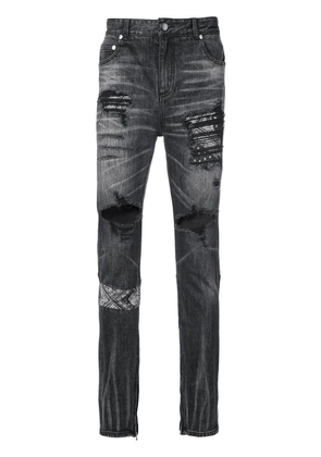 God's Masterful Children ripped paisley insert jeans - Black