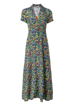 Lhd monkey print shirt dress - Blue