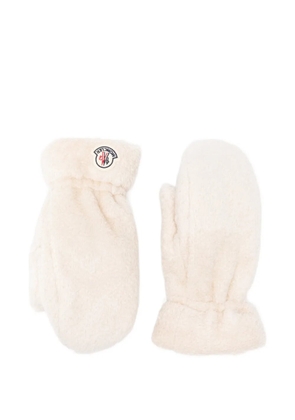 Moncler logo-patch mittens - White