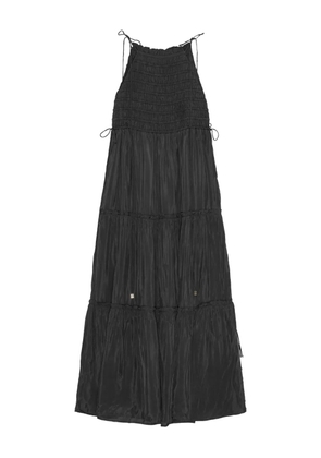GANNI tie-strap smocked maxi dress - Black