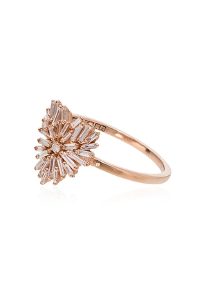 Suzanne Kalan white and rose gold mini heart firework diamond ring - Pink