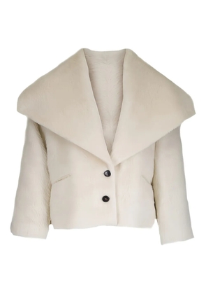 Kiton oversized collar button coat - White