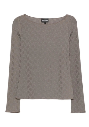 Emporio Armani geometric-pattern long-sleeved blouse - Grey