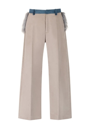 Marni faux-fur-trimmed velvet trousers - Neutrals