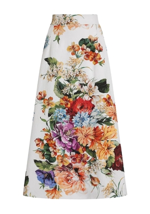 Dolce & Gabbana floral-print midi skirt - White