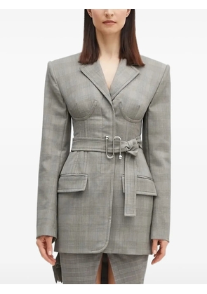 Sportmax belted check jacket - Grey